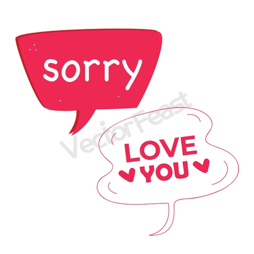 creative message vector sorry and love you